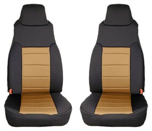 Jeep Wrangler TJ Neoprene Seat Covers - Front - Rugged Ridge - Custom Fit - Tan/Black - `97-`02
